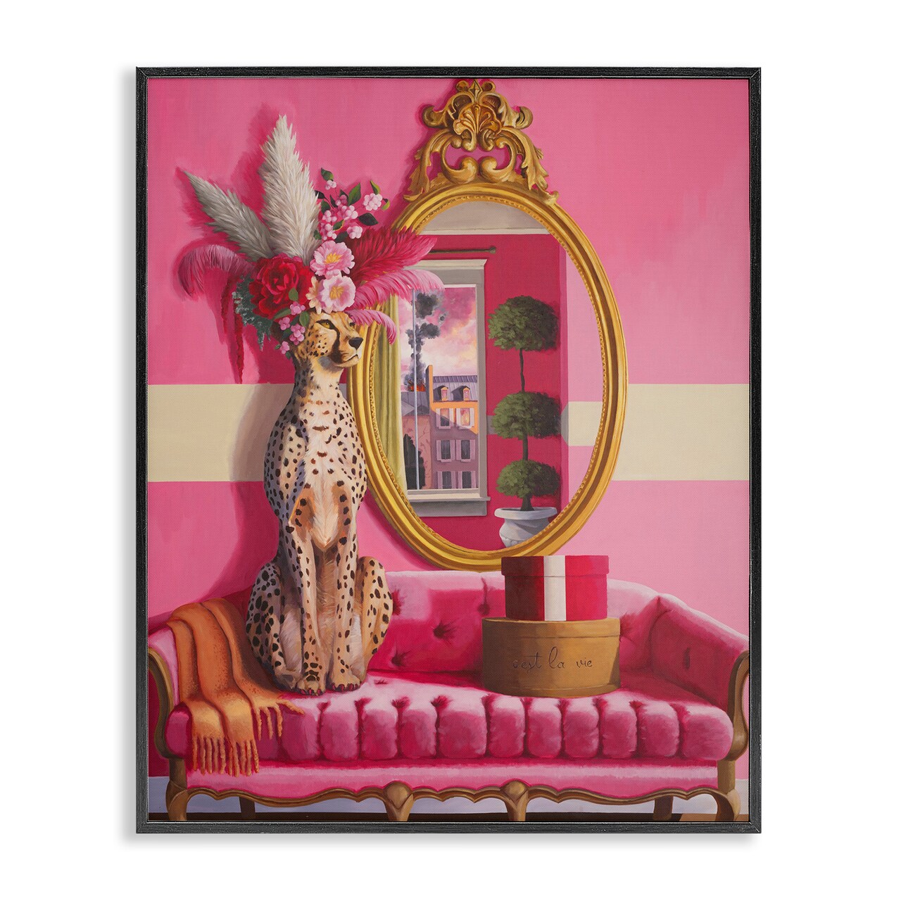 Stupell Industries Sophisticated Leopard on Couch Framed Giclee Design by Heather Gauthier